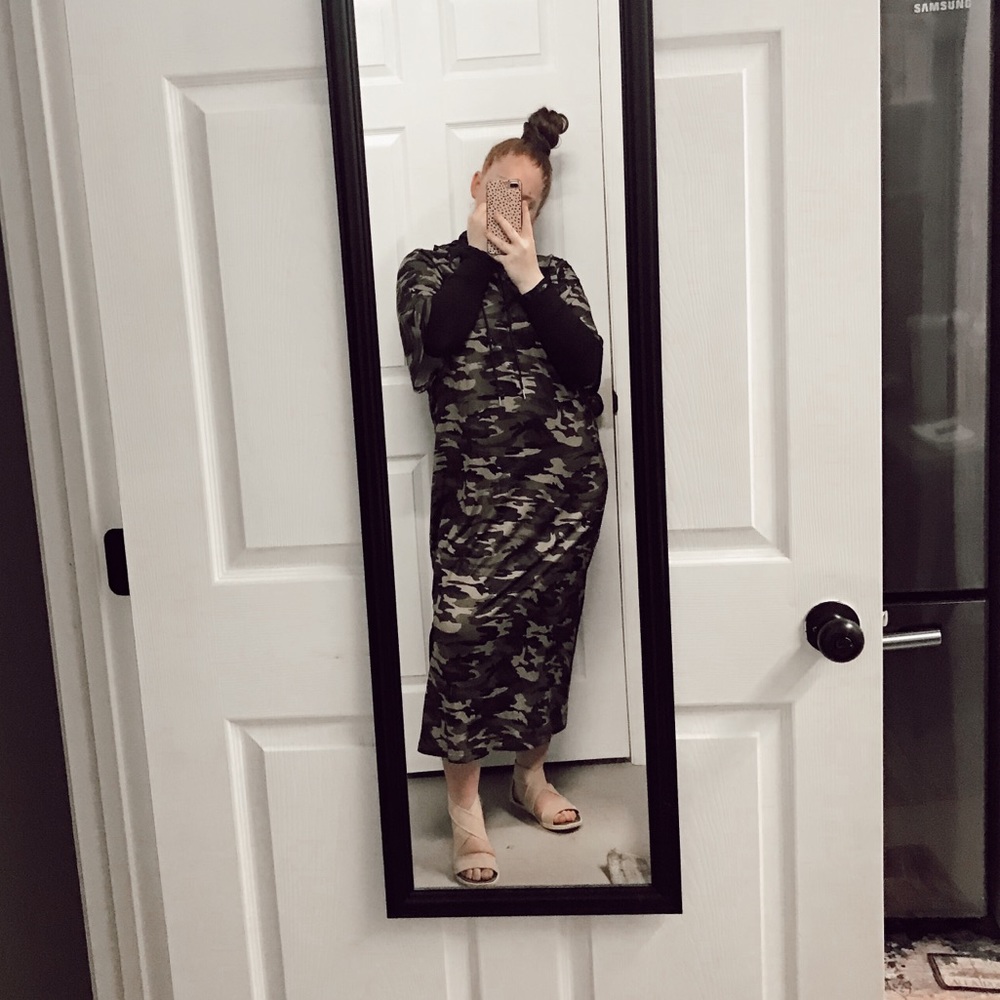 NWOT green camo maxi dress